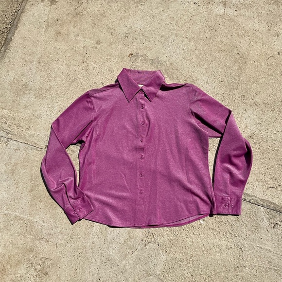St. John’s bay iridescent slightly sheer vintage magenta top size Medium 90s y2k - Picture 1 of 5